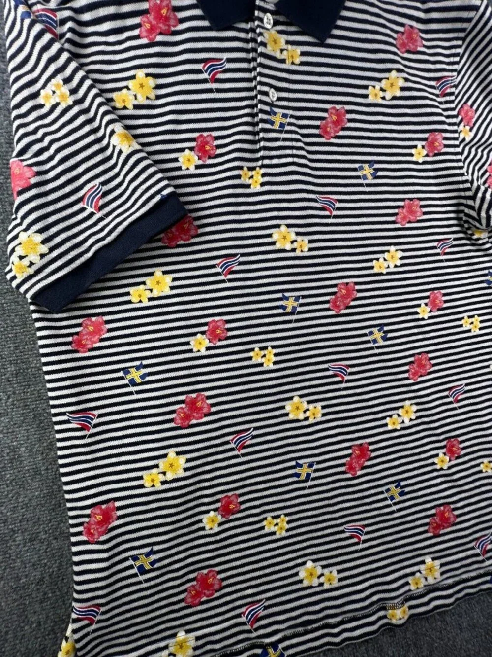 Brooks Brothers Floral Flags Short Sleeve Polo Shirt Striped Large Original Fit - Picture 14 of 15